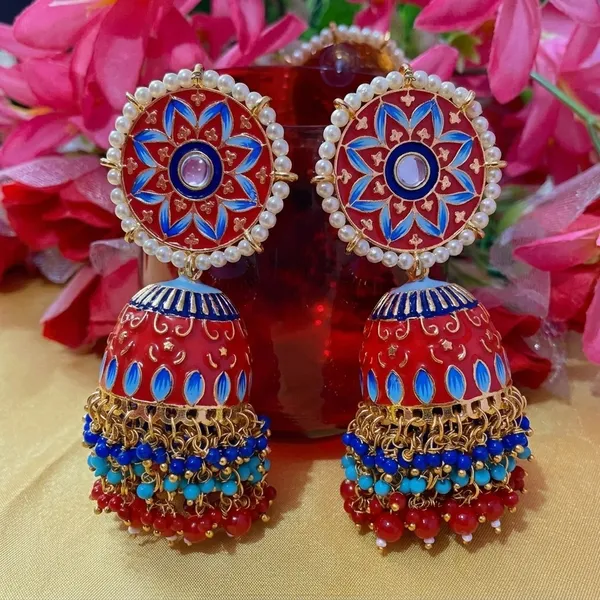 Red_Brass_Meenakari_Dome_Pearl_Jhumka_Earrings_For_Women