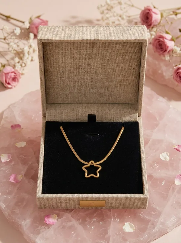 Gold_Hollow_Star_Pendant_Snake_Chain_Necklace