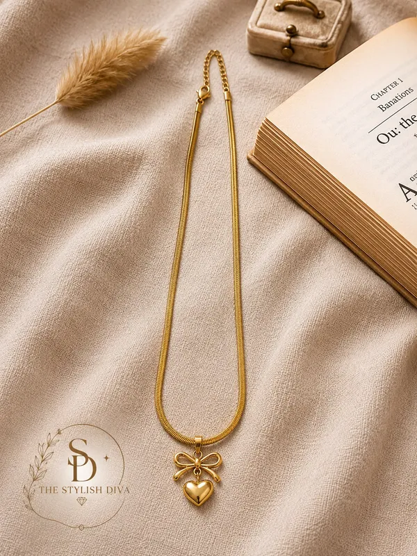 Gold_Plated_Anti_Tarnish_Bow_Knot_Heart_Themed_Pendant_Necklace