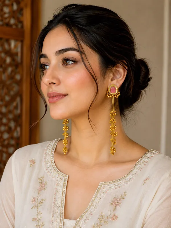 Gold_Plated_Pink_Stone_Studded_Kashmiri_Ghungaroo_Drop_Earrings