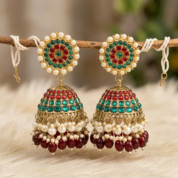 Multicolor_Brass_Gold_Plated_Kemp_Stone_Pearl_Jhumka_Earrings_For_Women