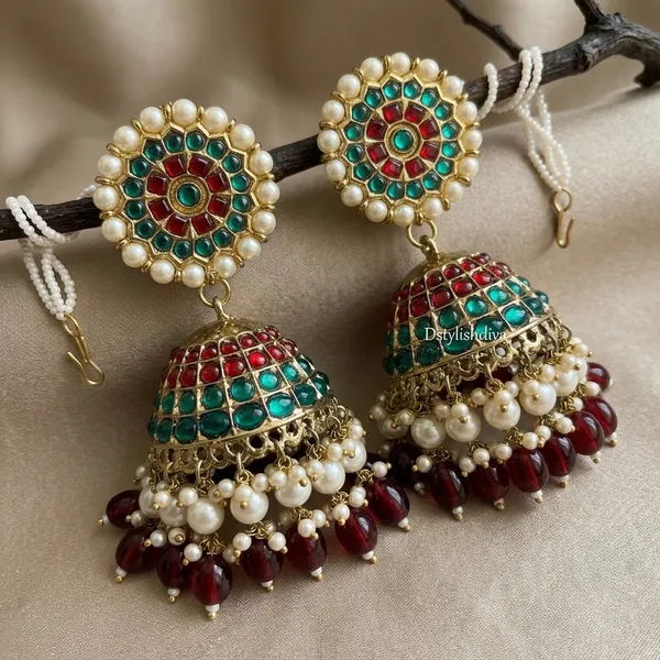 Multicolor_Brass_Gold_Plated_Kemp_Stone_Pearl_Jhumka_Earrings_For_Women