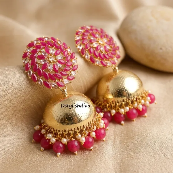 Red_Brass_Stone_Gold_Tone_Jhumka_Earrings_For_Women