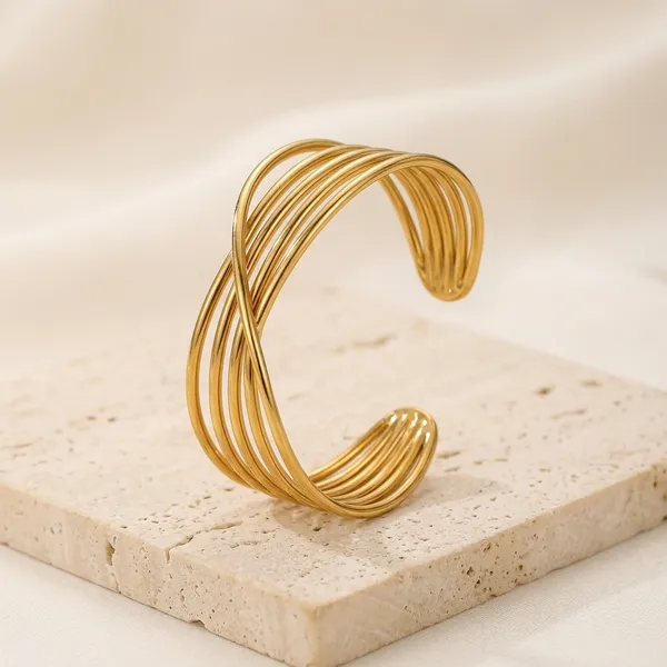Gold_Stainless_Steel_Twisted_Wire_Adjustable_Cuff_Bracelet_For_Women
