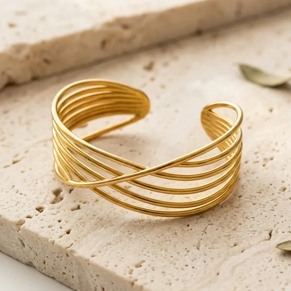 Gold_Stainless_Steel_Twisted_Wire_Adjustable_Cuff_Bracelet_For_Women