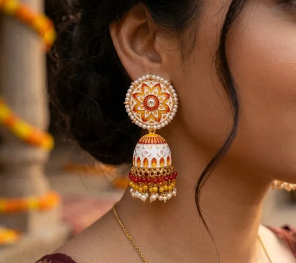 White_Brass_Meenakari_Dome_Pearl_Bead_Jhumka_Earrings_For_Women