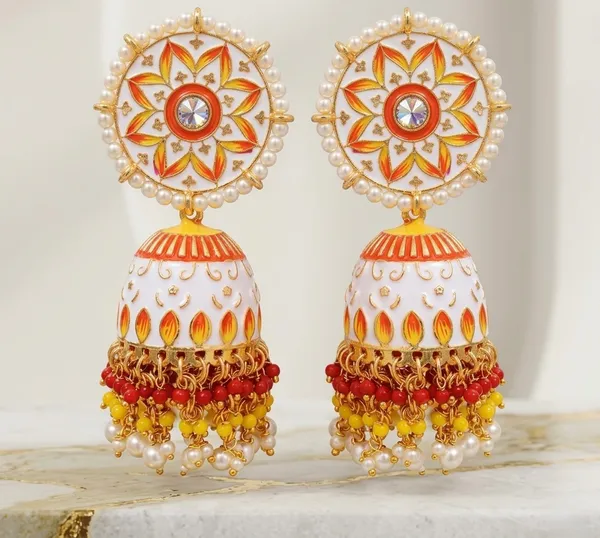 White_Brass_Meenakari_Dome_Pearl_Bead_Jhumka_Earrings_For_Women