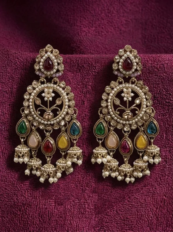 Luxury_Plated,_Premium_Multi_Stylish_Chandbali_Jhumka_Earrings_for_Women,_Traditional_Bridal_Ethnic_Dangling_Earring_with_Kundan_&_Heavy_Long_Earring,_Wedding_Festive_Party_Statement
