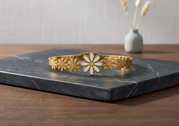 Gold_Stainless_Steel_Floral_White_Beaded_Bracelet_For_Women