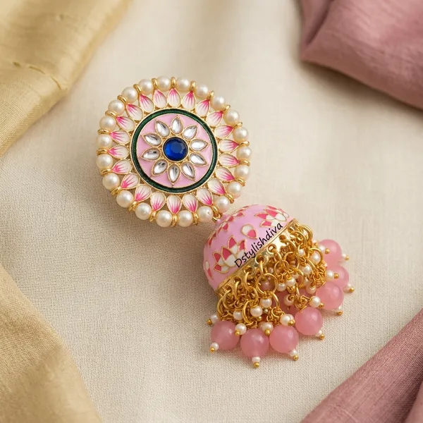 Pink_Brass_Meenakari_Pearl_Jhumka_Earrings_For_Women