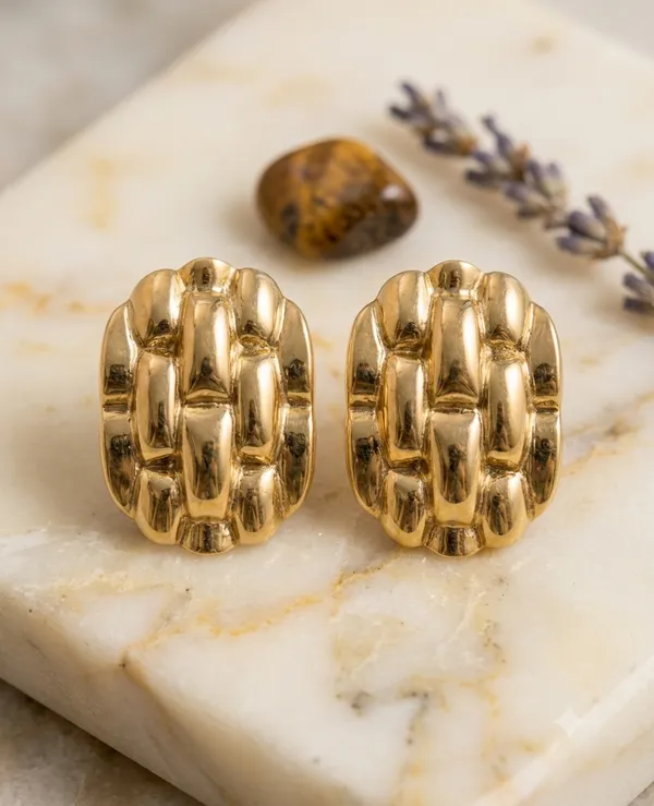 Gold_Stainless_Steel_Textured_Chain_Link_Stud_Earrings_For_Women