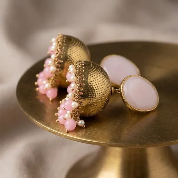 Baby_Pink_Brass_Gold_Plated_Pink_Stone_Jhumka_Earrings_For_Women
