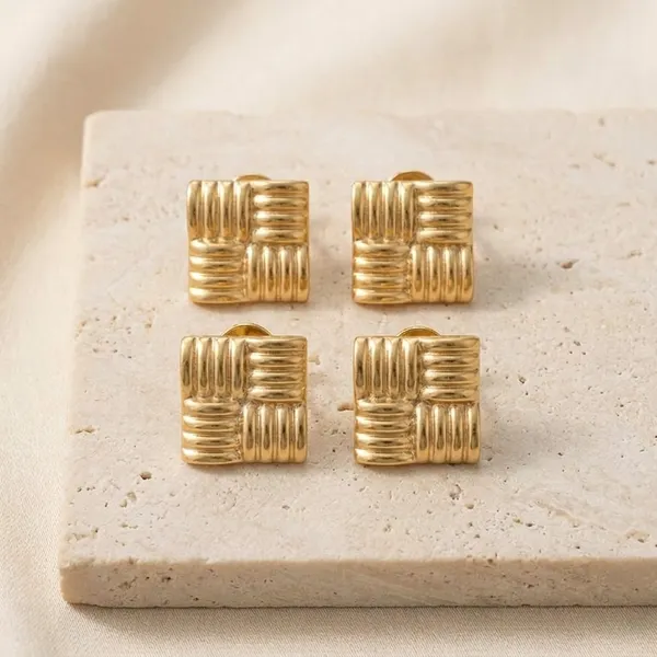 Gold_Stainless_Steel_Woven_Pattern_Square_Stud_Earrings_For_Women