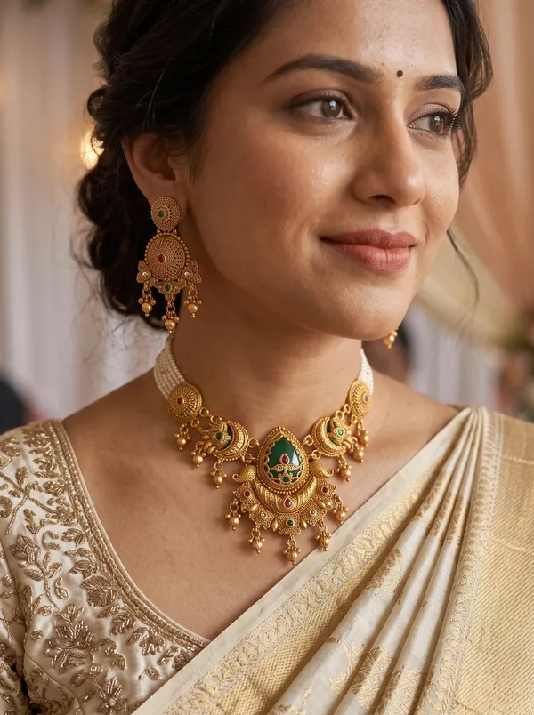Rajwadi_Green_Kundan_Necklace_Set_with_Matching_Earrings