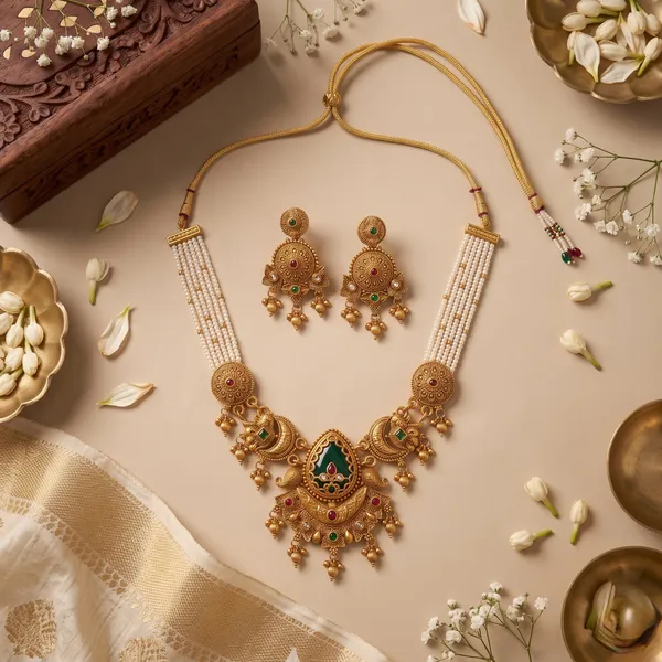 Rajwadi_Green_Kundan_Necklace_Set_with_Matching_Earrings