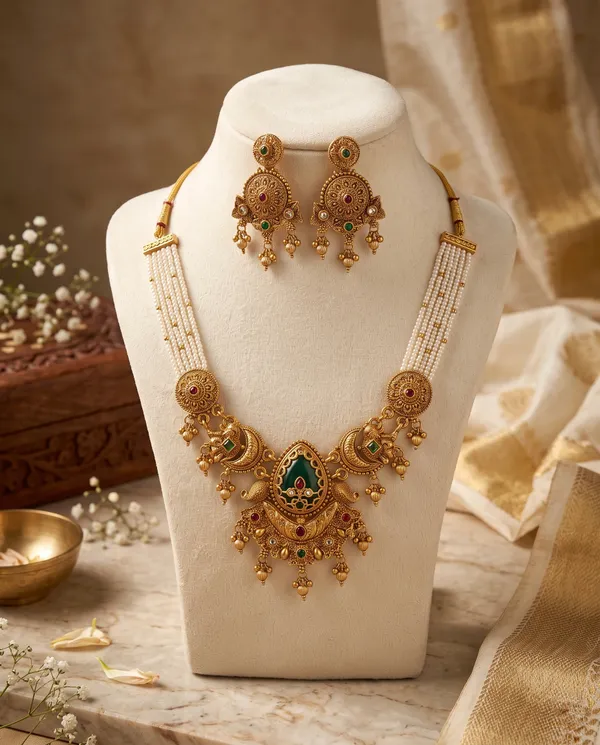 Rajwadi_Green_Kundan_Necklace_Set_with_Matching_Earrings