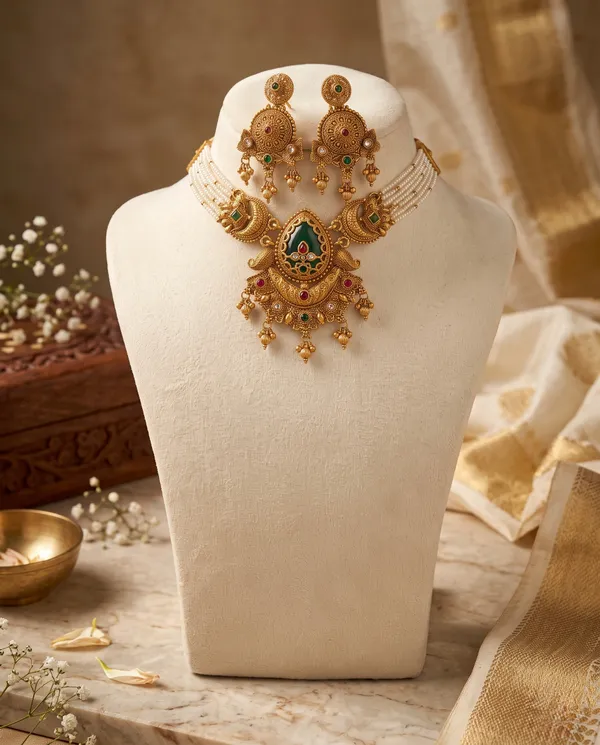 Rajwadi_Green_Kundan_Necklace_Set_with_Matching_Earrings