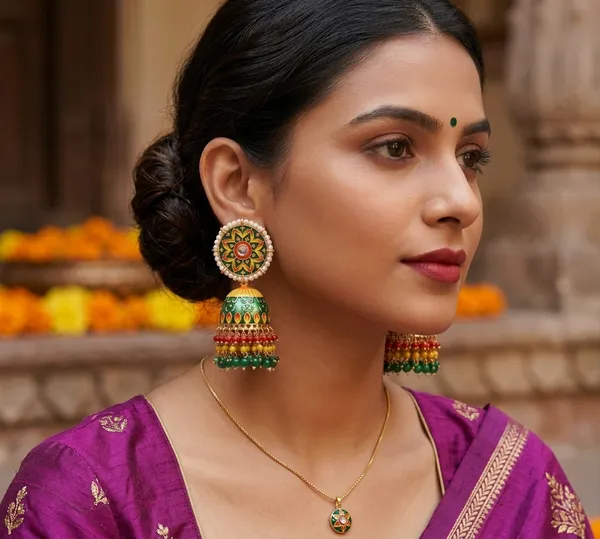 Green_Yellow_Red_Brass_Meenakari_Dome_Pearl_Jhumka_Earrings_For_Women