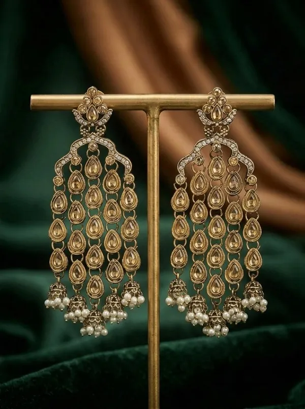 The_Stylish_Diva_Rain_Drop_Chandbali_Earrings_Golden