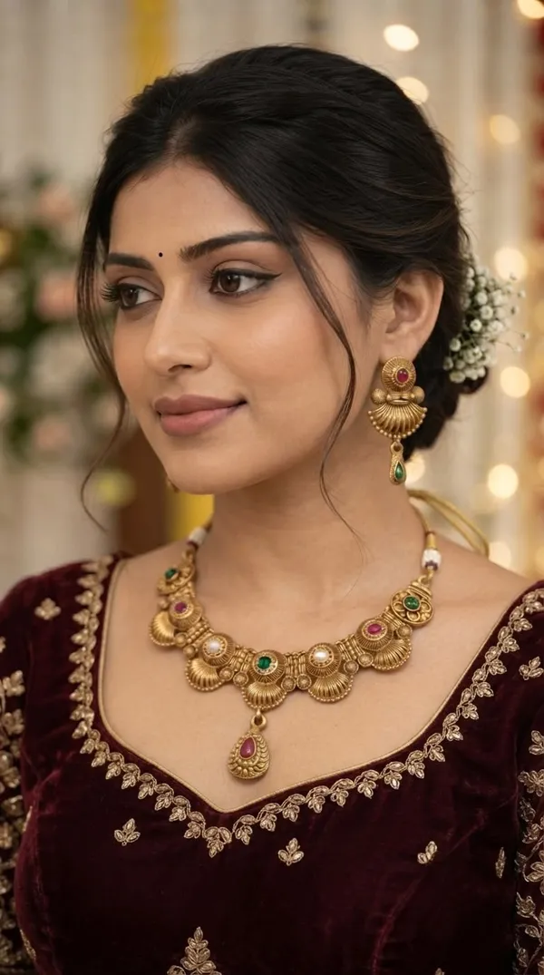 Traditional_Rajwadi_Antique_Gold_Tone_Necklace_Set_with_Green_and_Pink_Stones