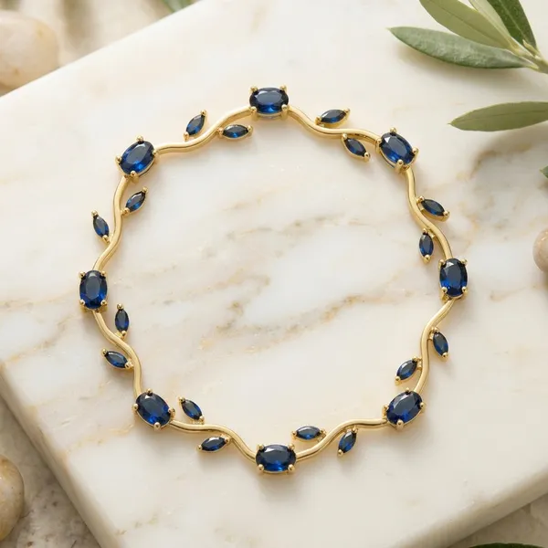 Gold_Stainless_Steel_Blue_Stone_Link_Bracelet_For_Women