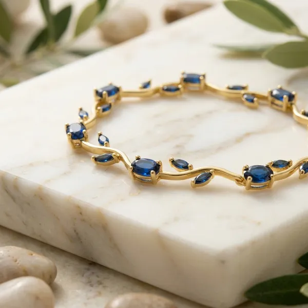 Gold_Stainless_Steel_Blue_Stone_Link_Bracelet_For_Women