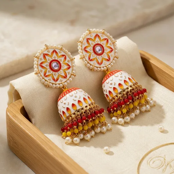 White_Brass_Meenakari_Dome_Pearl_Bead_Jhumka_Earrings_For_Women