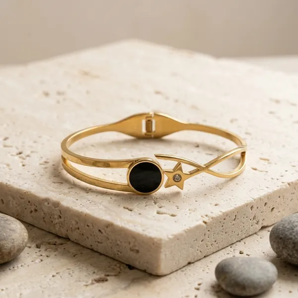 Gold_Stainless_Steel_Black_Stone_Geometric_Cuff_Bracelet_For_Women
