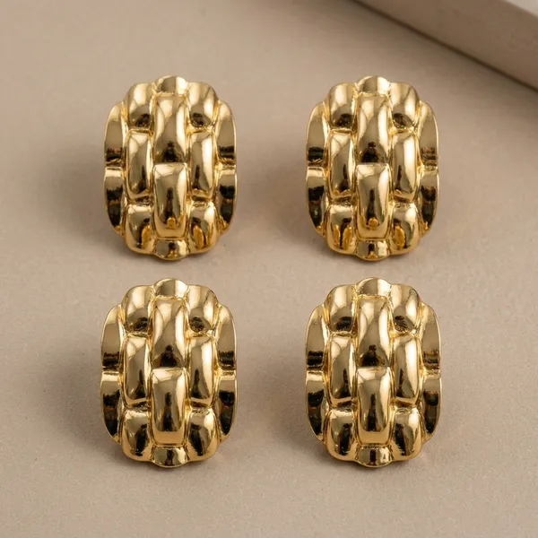 Gold_Stainless_Steel_Textured_Chain_Link_Stud_Earrings_For_Women