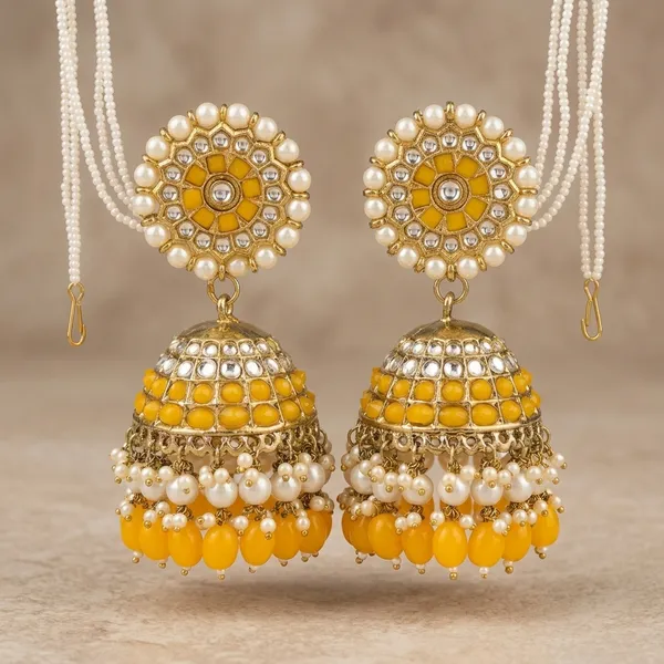 Yellow_Brass_Kundan_Pearl_Jhumka_Earrings_For_Women