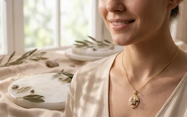 Gold_Stainless_Steel_Cherry_Enamel_Pendant_Chain_Necklace_For_Women