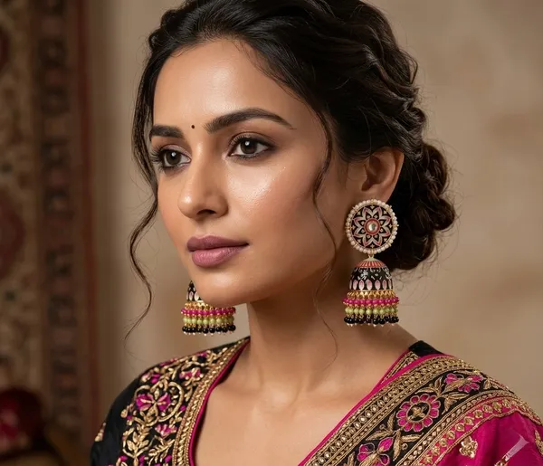 Black_Brass_Meenakari_Dome_Pearl_Jhumka_Earrings_For_Women
