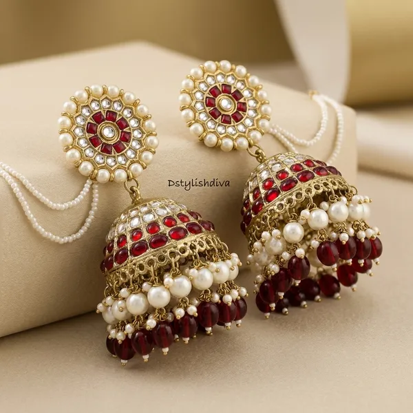 Gold_Red_Brass_Kundan_Pearl_Jhumka_Earrings_For_Women