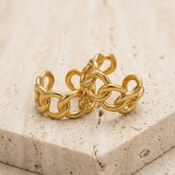 Heart_Cuff_Bracelet_Gold_Stainless_Steel_Chain_Link_Ring_For_Women
