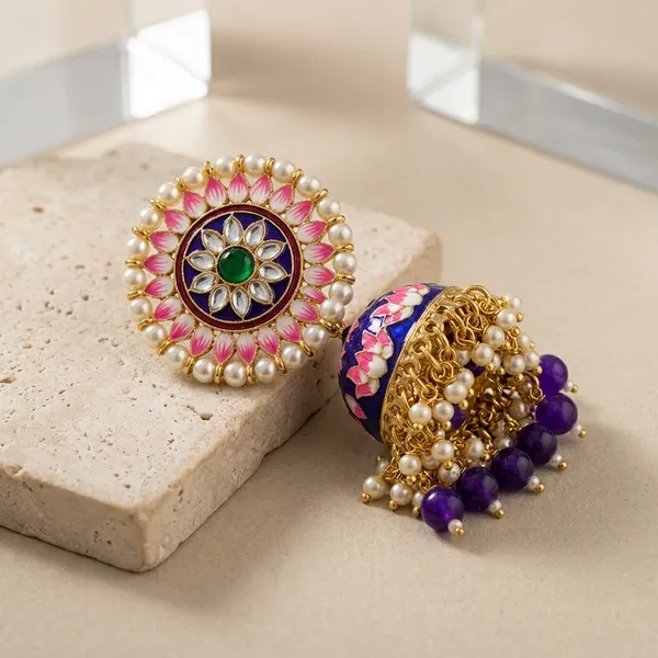 Multicolor_Brass_Meenakari_Blue_Bead_Pearl_Jhumka_Earrings_For_Women
