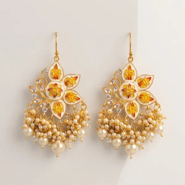 White_Brass_Meenakari_Floral_Pearl_Cluster_Earrings_For_Women