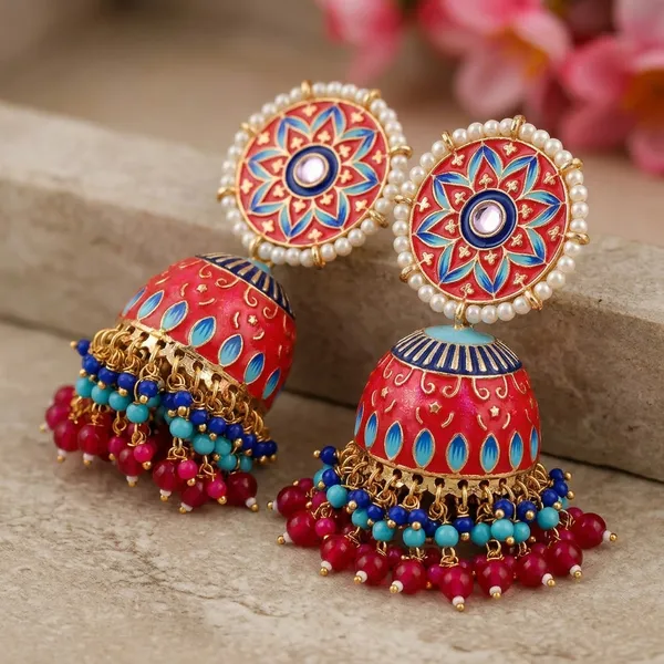 Rani_Brass_Meenakari_Dome_Pearl_Jhumka_Earrings_For_Women