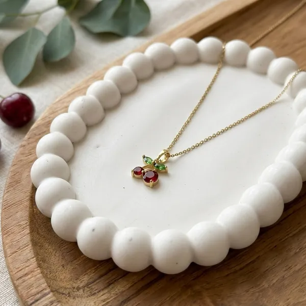 Gold_Stainless_Steel_Cherry_Pendant_Red_Green_Stone_Chain_For_Women