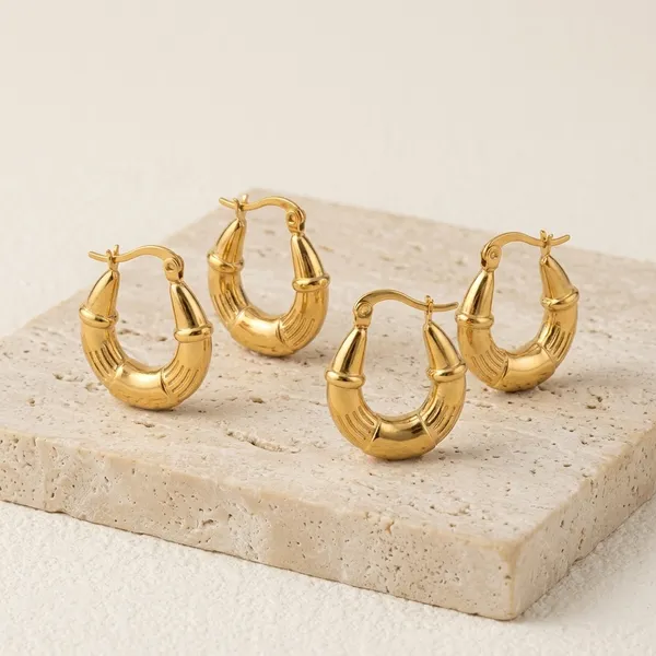 Gold_Stainless_Steel_Chunky_Textured_Hoop_Earrings_For_Women