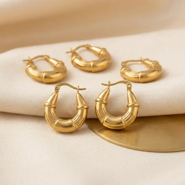 Gold_Stainless_Steel_Chunky_Textured_Hoop_Earrings_For_Women