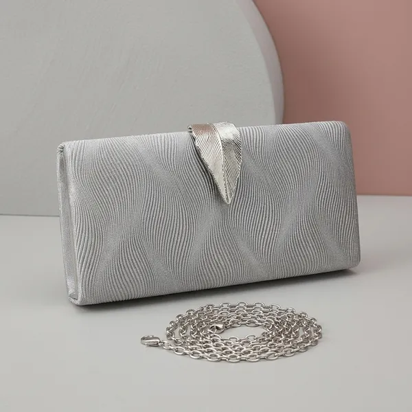 Grey_Velvet_Textured_Chain_Strap_Clutch_For_Women