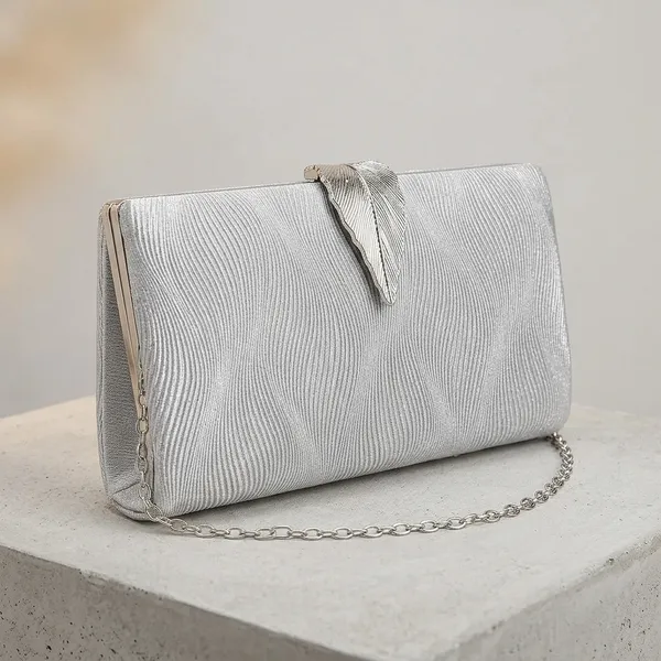 Grey_Velvet_Textured_Chain_Strap_Clutch_For_Women