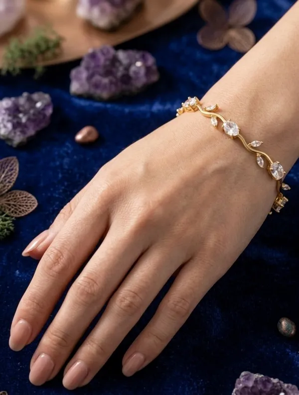 Gold_Stainless_Steel_Crystal_Stone_Wave_Design_Bracelet_For_Women