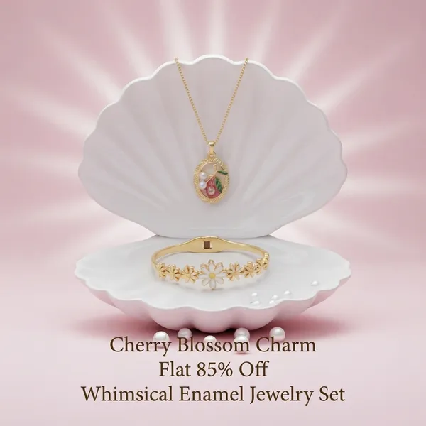 Combo_Gold_Plated_Cherry_Enamel_Pendant_Necklace_Gold_Floral_Bracelet_With_White_Beaded_Accessory_for_Women