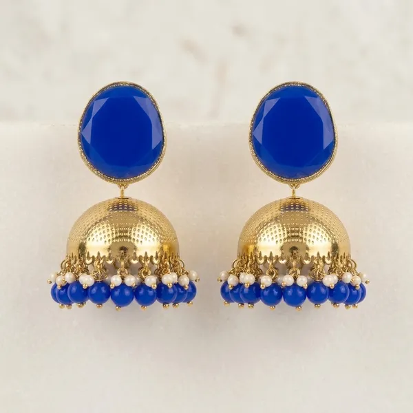 Blue_Brass_Gold_Tone_Jhumka_Earrings_For_Women