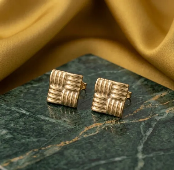 Gold_Stainless_Steel_Woven_Pattern_Square_Stud_Earrings_For_Women