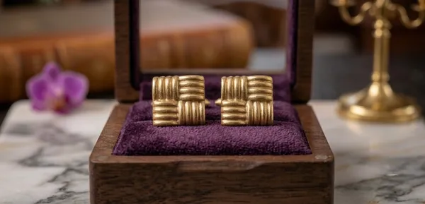 Gold_Stainless_Steel_Woven_Pattern_Square_Stud_Earrings_For_Women
