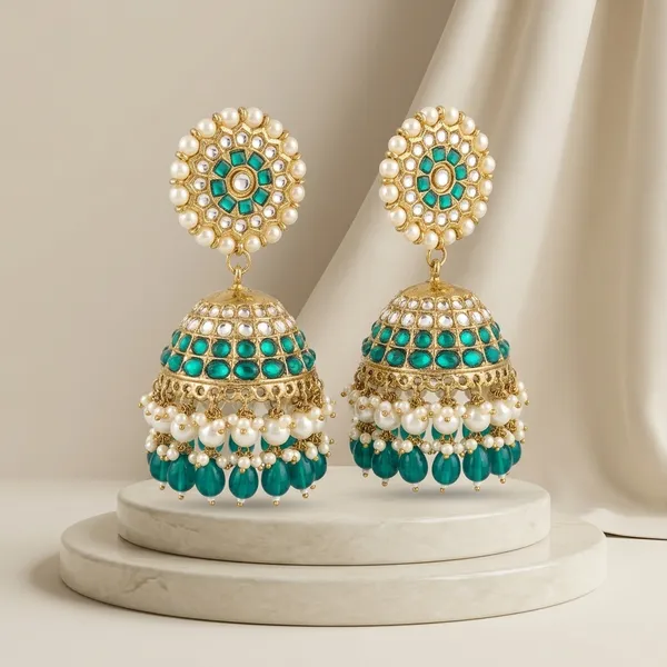 Green_Brass_Green_Pearl_Kundan_Jhumka_Earrings_For_Women