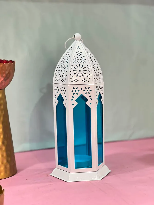 Metal_Glass_Moroccan_Blue_Glass_White_Lantern