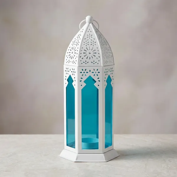Metal_Glass_Moroccan_Blue_Glass_White_Lantern